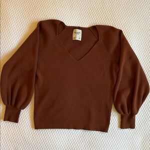 Abercrombie & Fitch Balloon Sleeve Ribbed Sweater